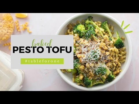 Pesto Tofu with Pasta for One