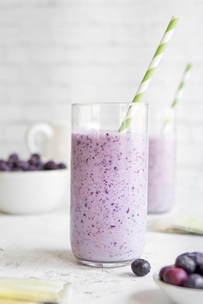 wild blueberry tea with straws on a pot holder