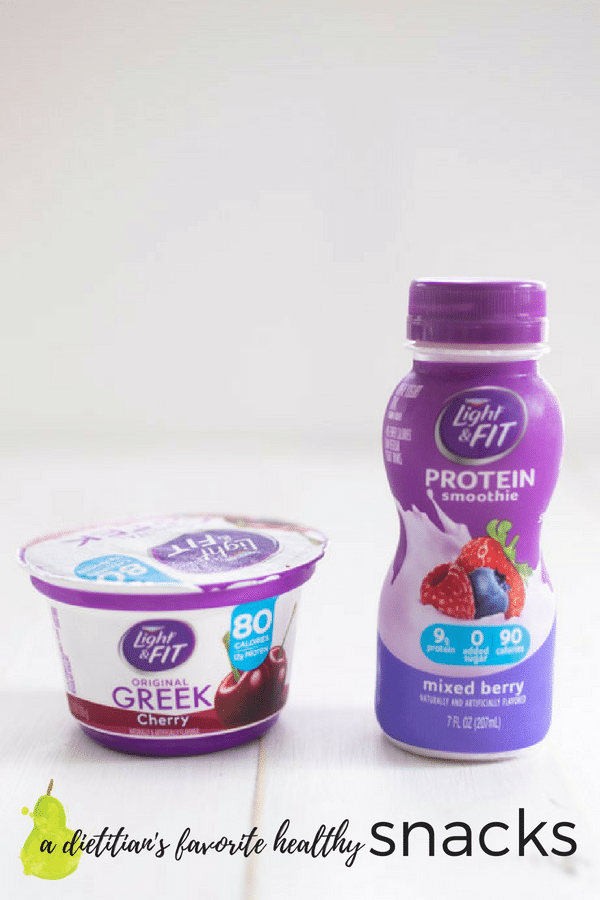 Dannon Light & Fit yogurts are dietitian approved snacks with text overlay