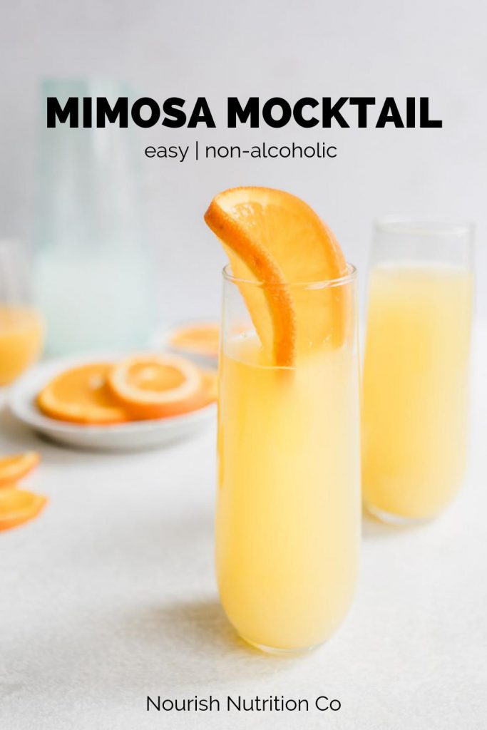 mimosa mocktail with text overlay