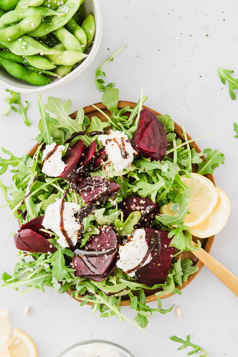 beet and arugula salad on a plate