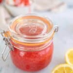 strawberry sauce in glass jar