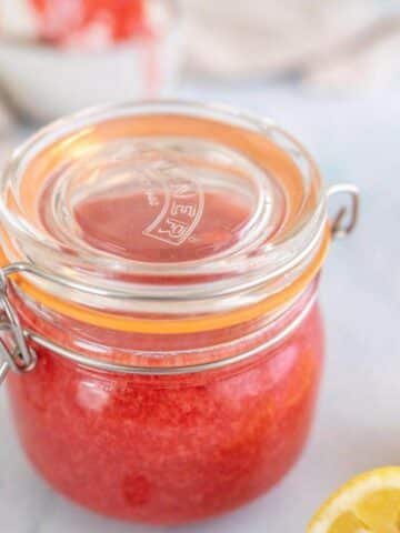 strawberry sauce in glass jar