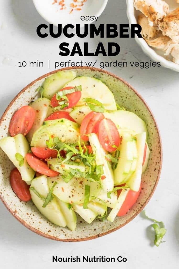 easy cucumber salad with text overlay