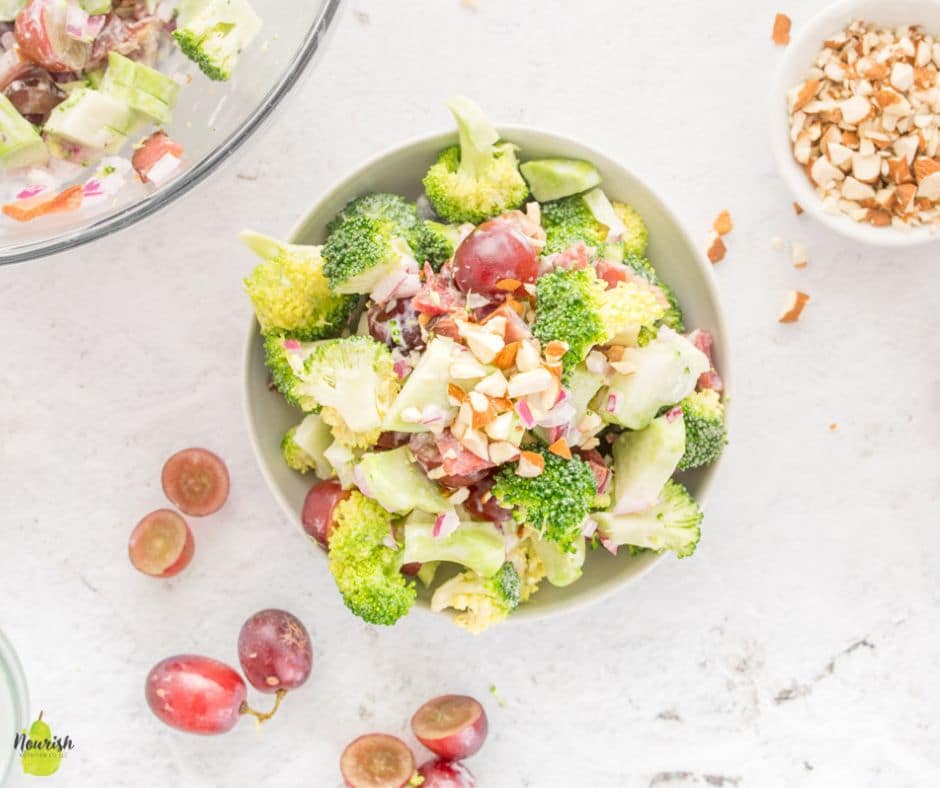 Broccoli Greek Yogurt Salad for One Nourish Nutrition Blog