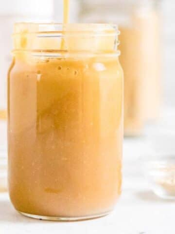 caramel sauce in a glass jar