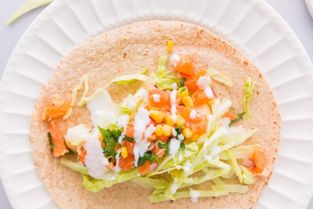 Fish Tacos with White Sauce for One - Nourish Nutrition Blog