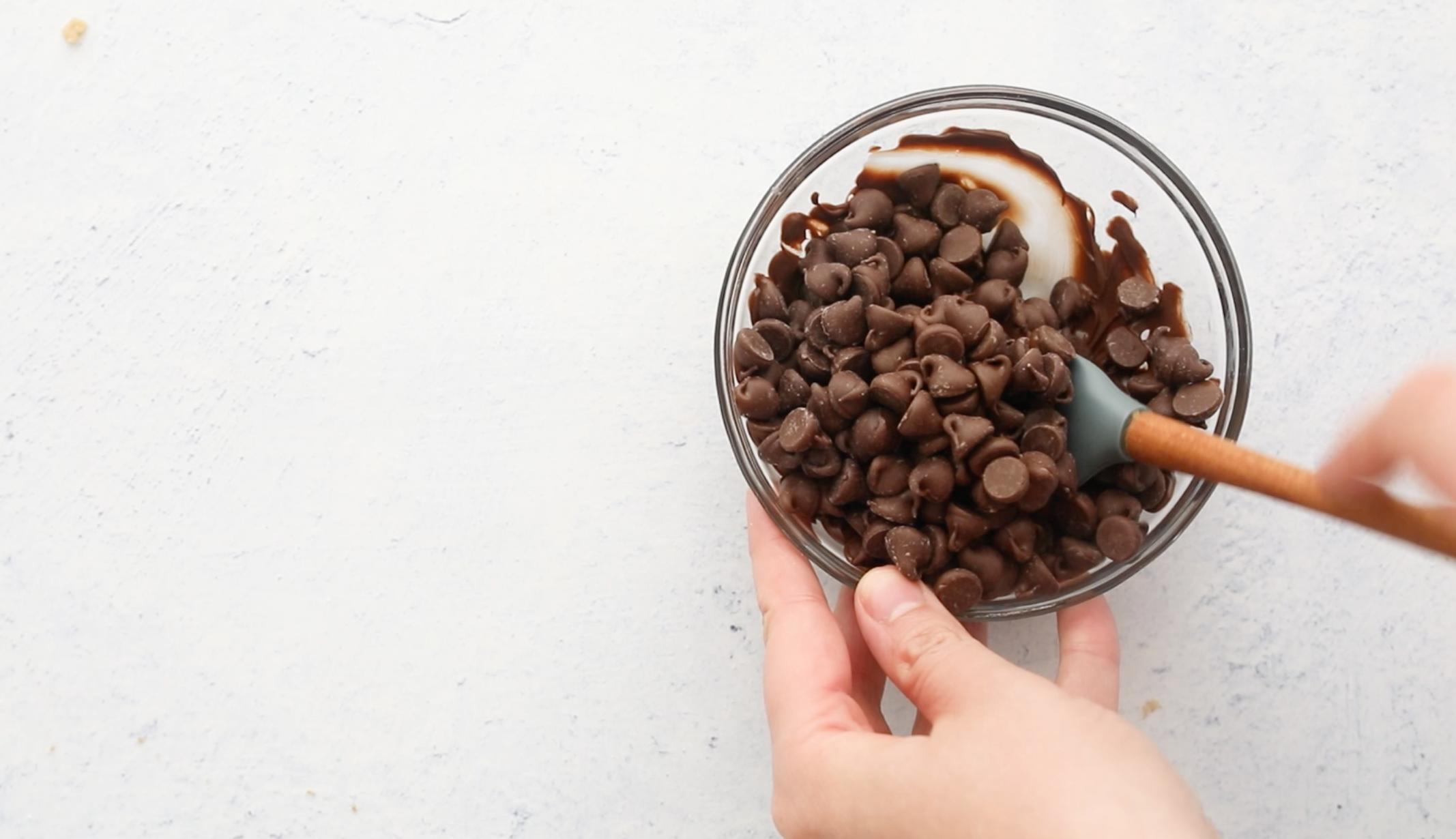 small glass bowl with chocolate chips in it