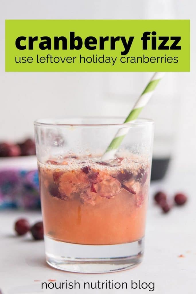 cranberry drink in glass with text overlay