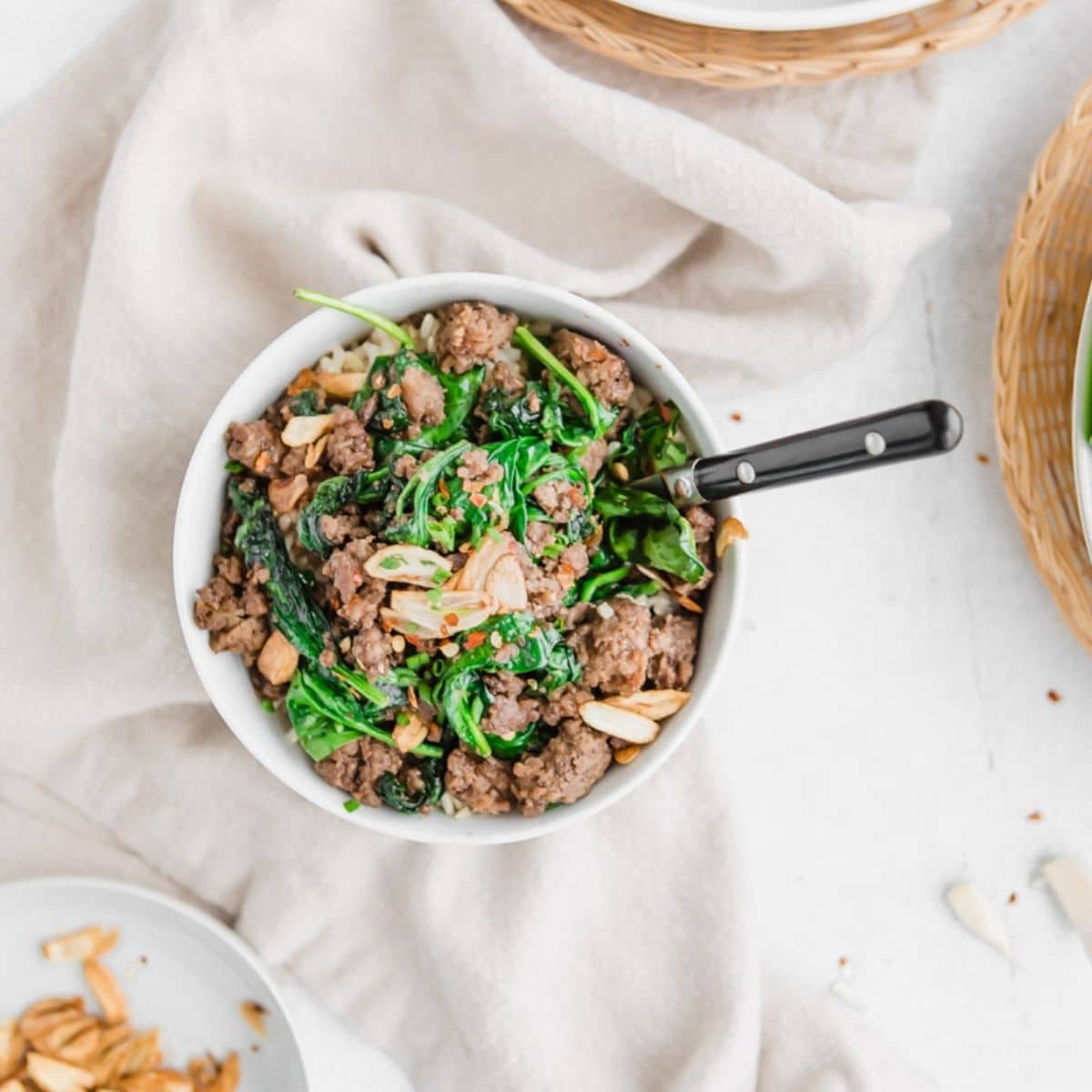 Thai Inspired Beef and Spinach Bowl