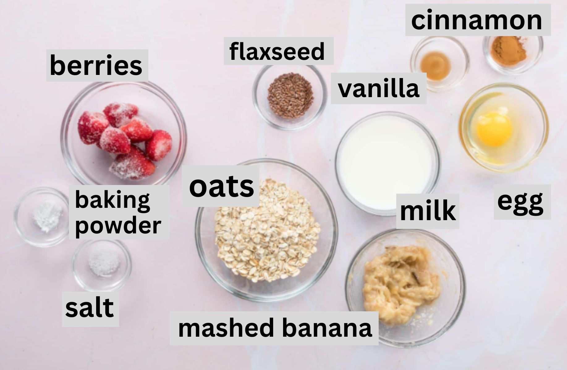 oatmeal ingredients on pink table