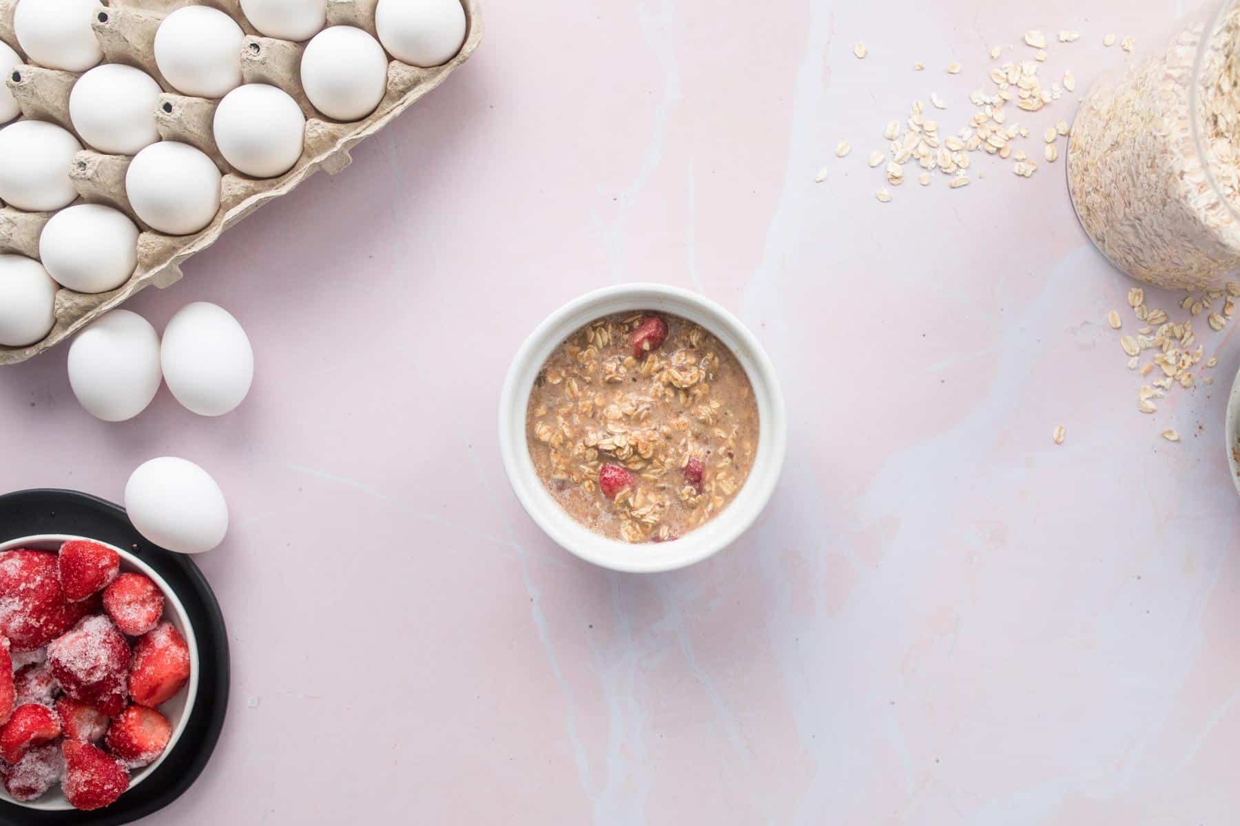 uncooked oatmeal in ramekin