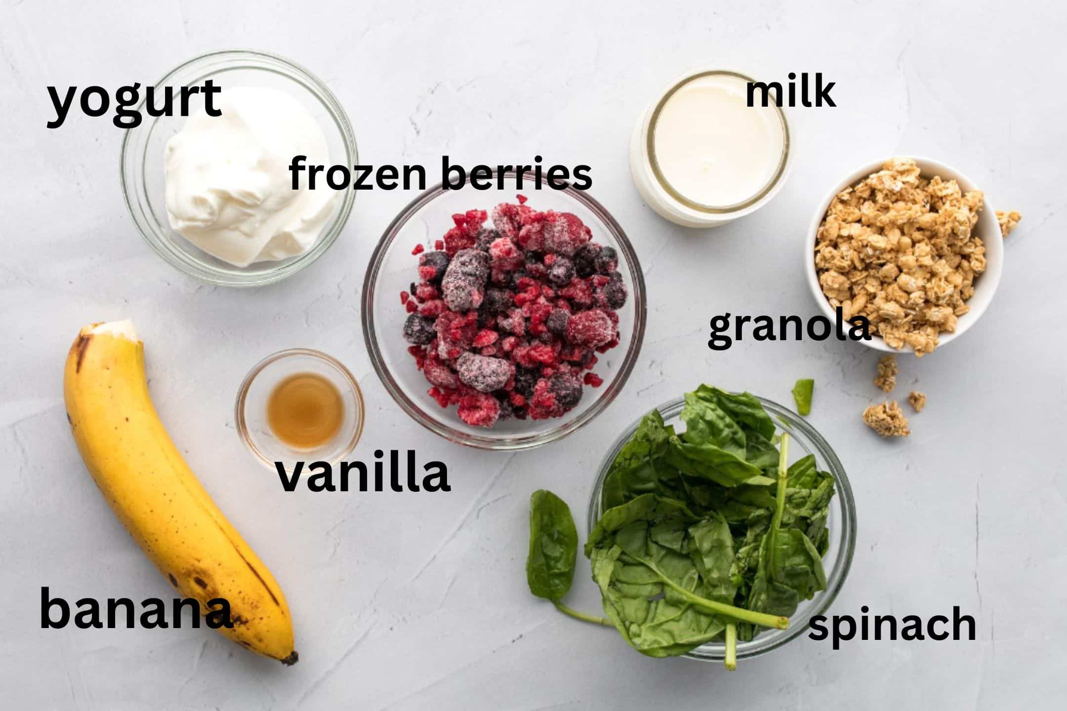 berry smoothie ingredients on table