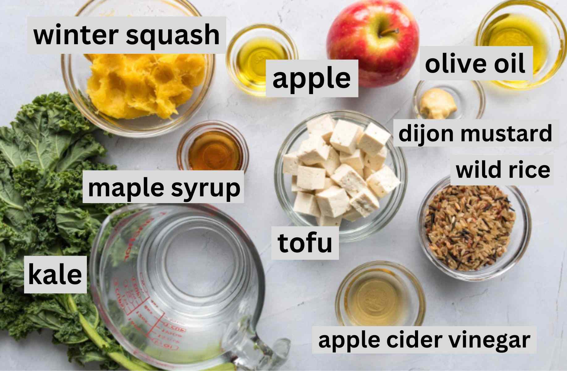 ingredients for harvest bowl on a table