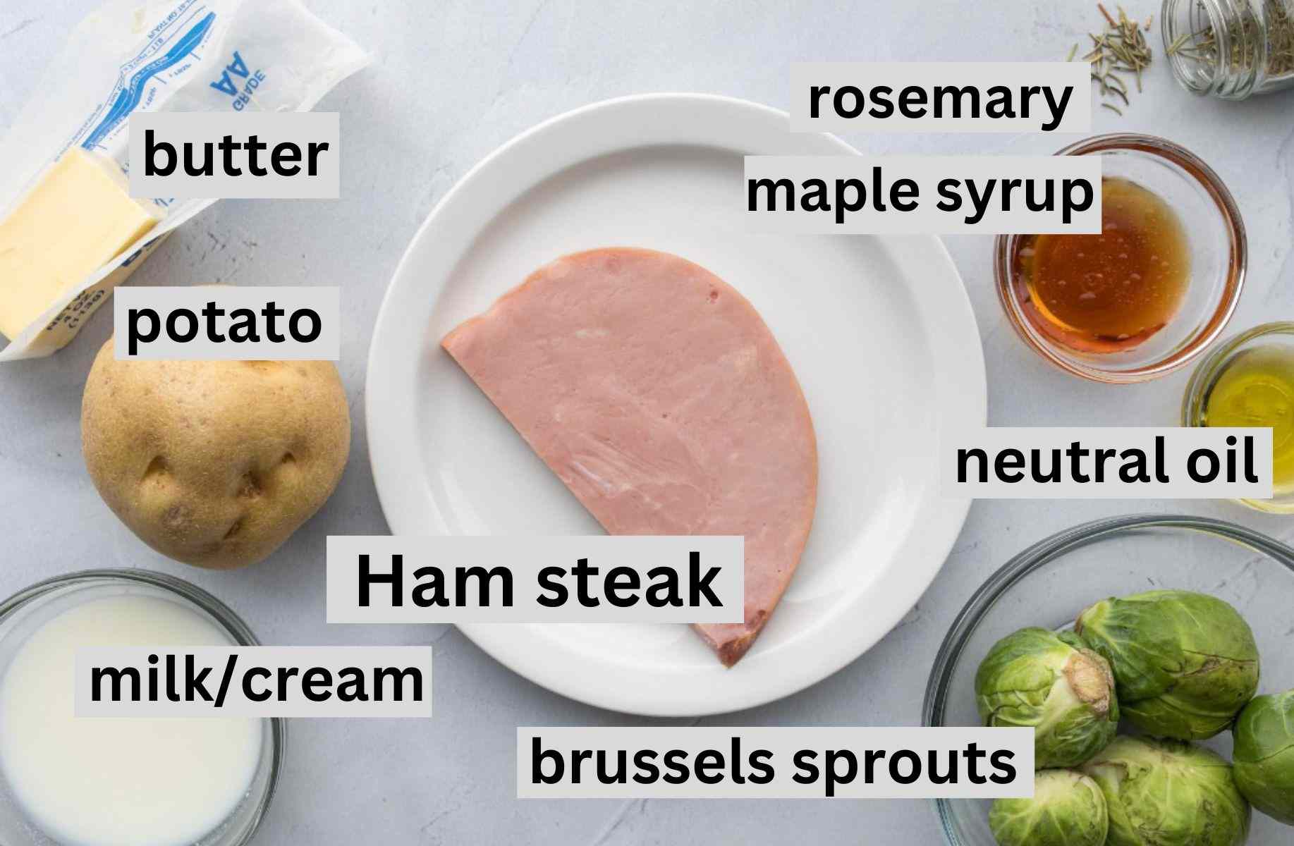 ham and other ingredients on table