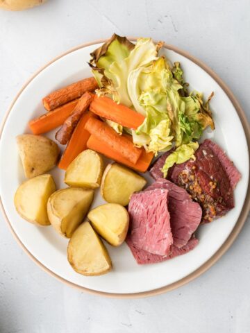 plate of corned beef and veggies