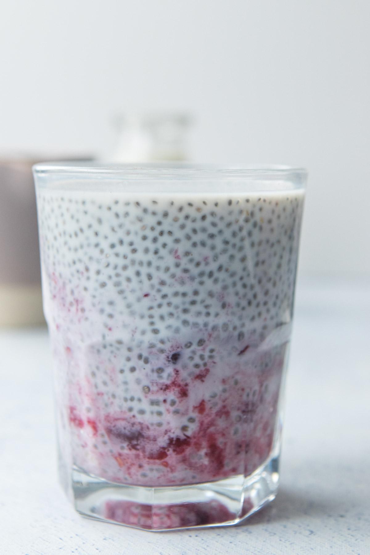 chia pudding with jam in it