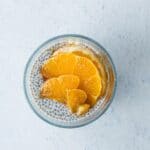 close up of chia pudding with orange slices
