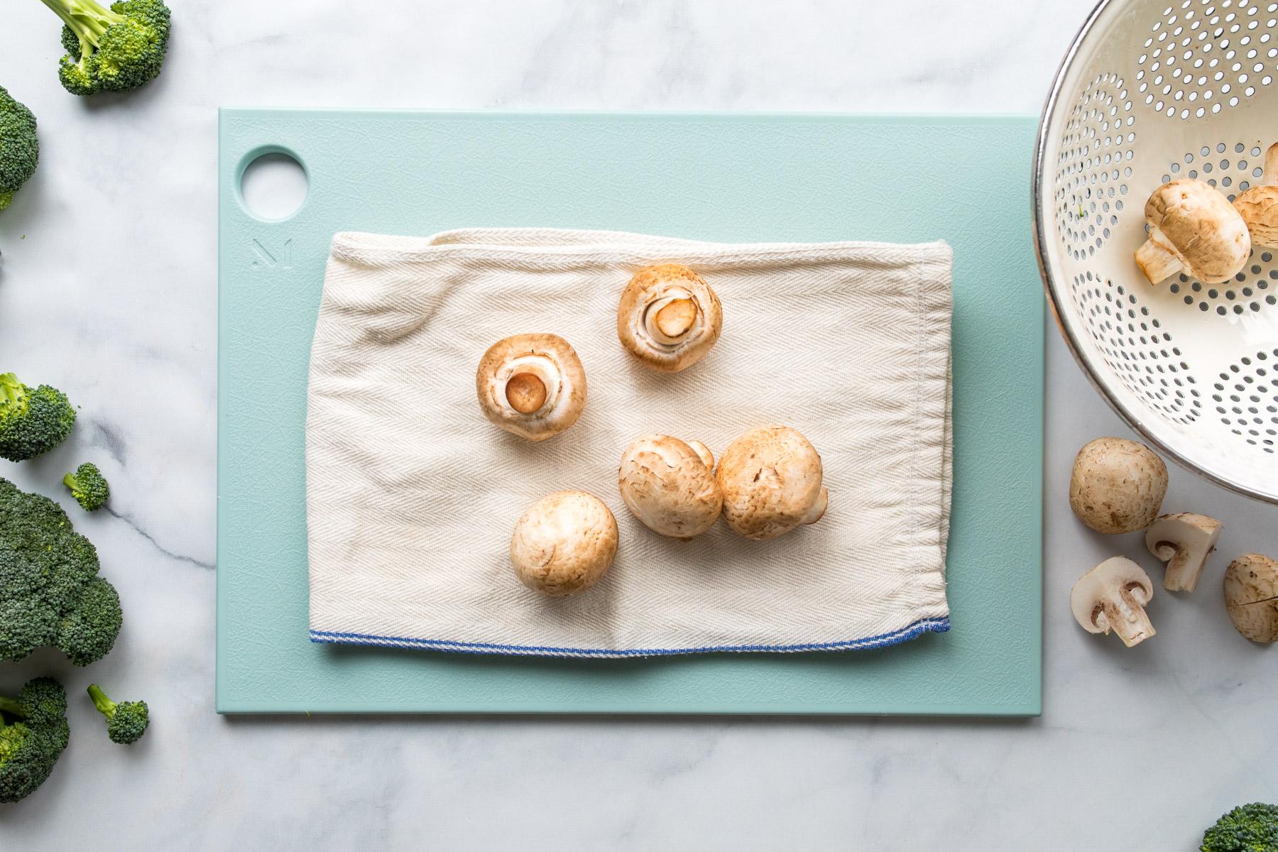 mushrooms on a towel