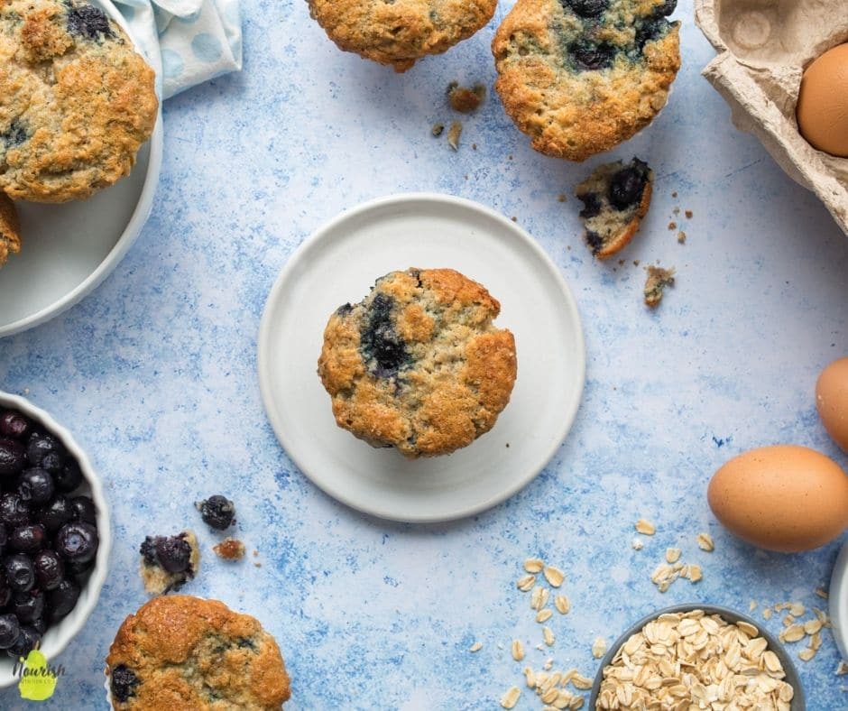 Banana Blueberry Oatmeal Muffins – Nourish Nutrition Blog