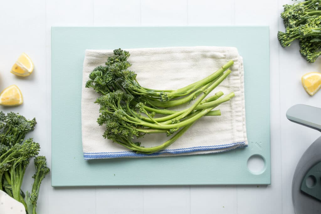 broccolini on towel