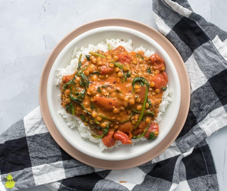 Lentil Spinach Curry for One