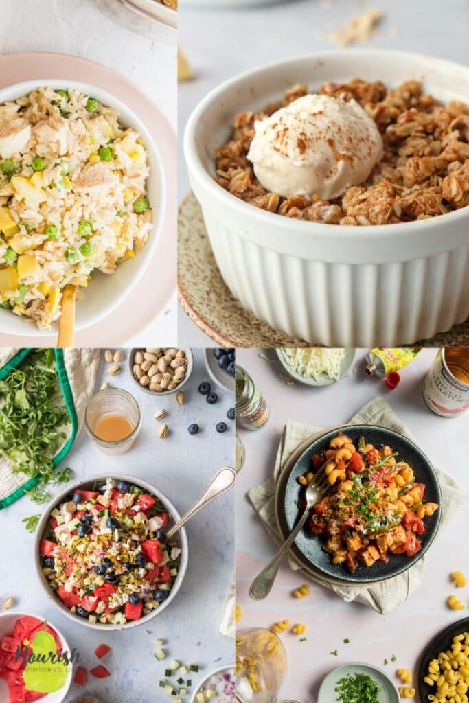 4 dishes with text overlay "the best 32 single serving recipes'