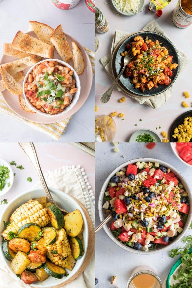 four dishes of food in a collage