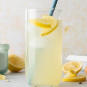 lemonade with lemons in glass