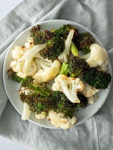 roasted broccoli and cauliflower on plate