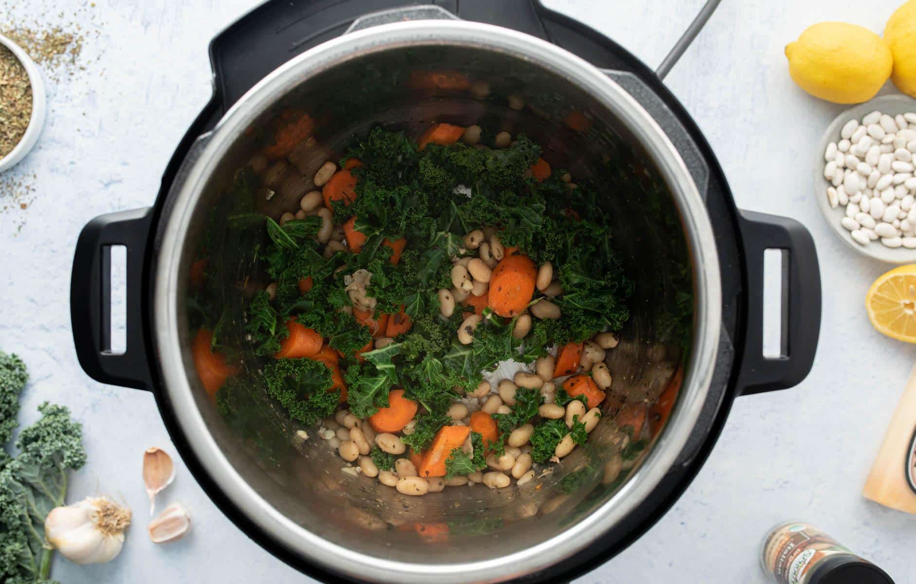 instant pot bowl full of beans, vegetables