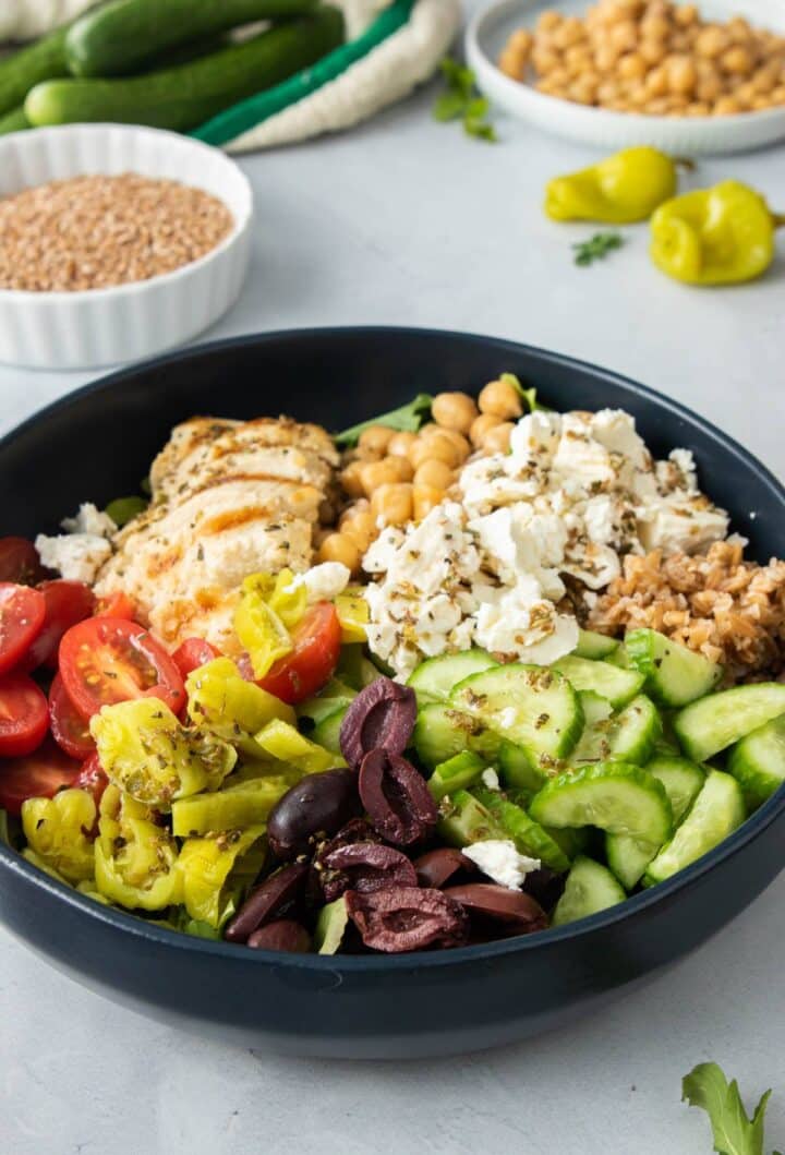 Mediterranean Grain Bowl - For One- Nourish Nutrition Blog