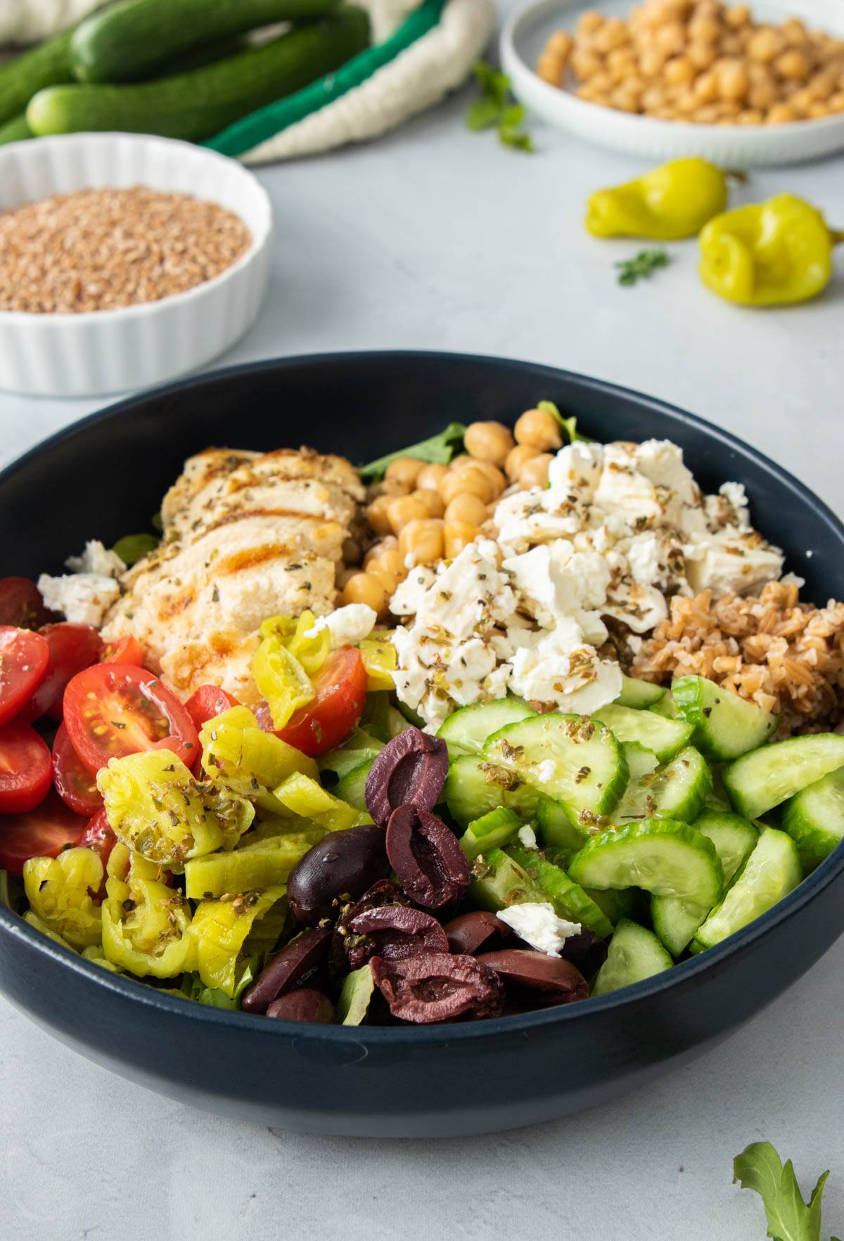 Mediterranean Chicken Meal Prep Bowls with Tahini Dressing