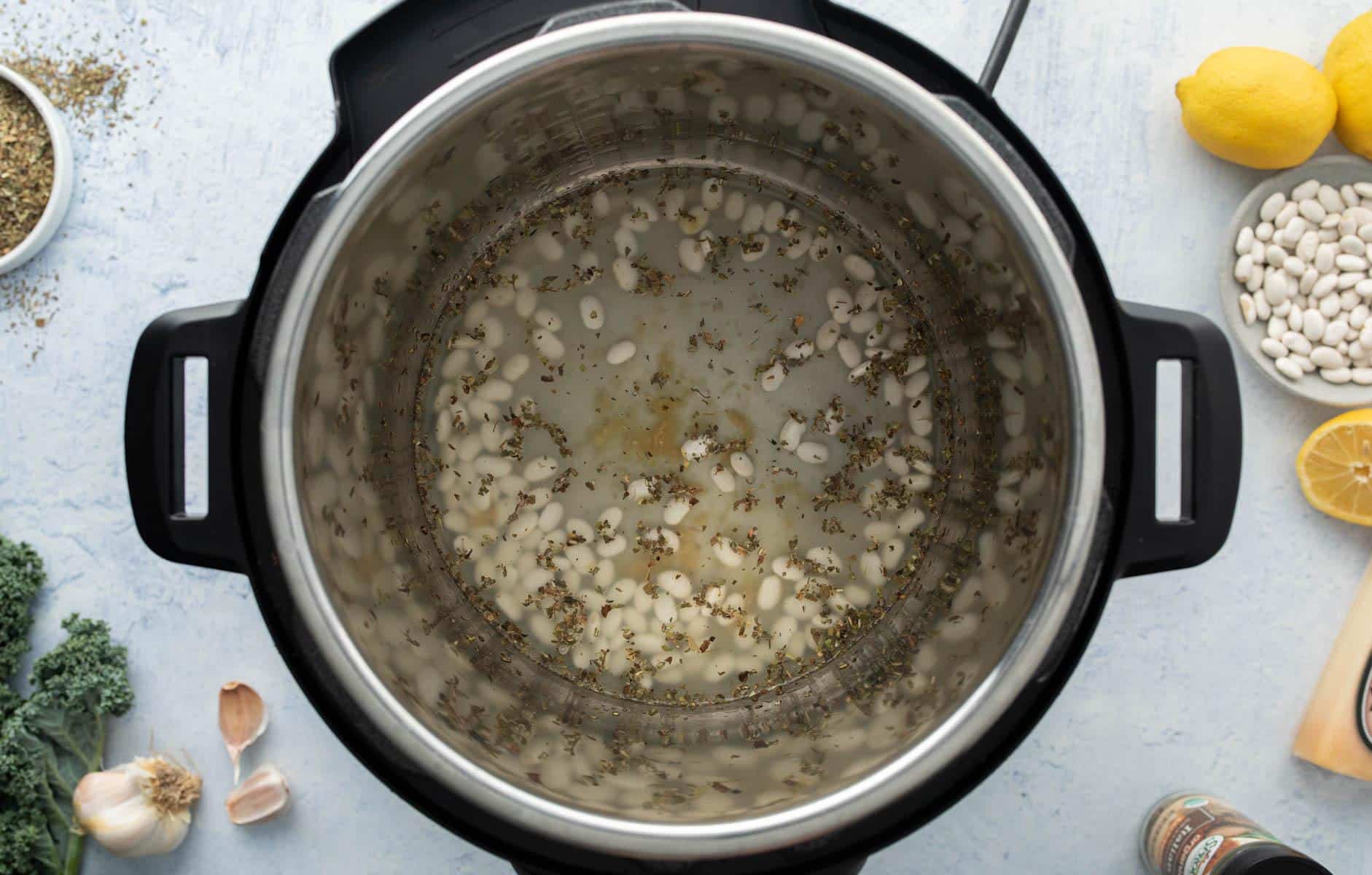 dried white beans in instant pot bowl