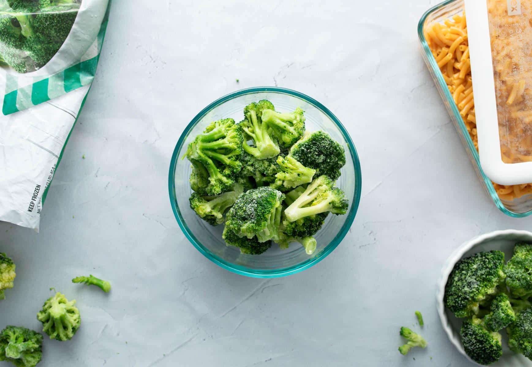 bowl of frozen broccoli