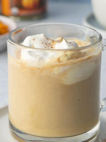 close up of pumpkin drink with whipped cream