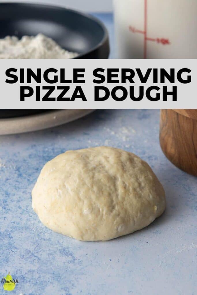 pizza dough ball with text overlay