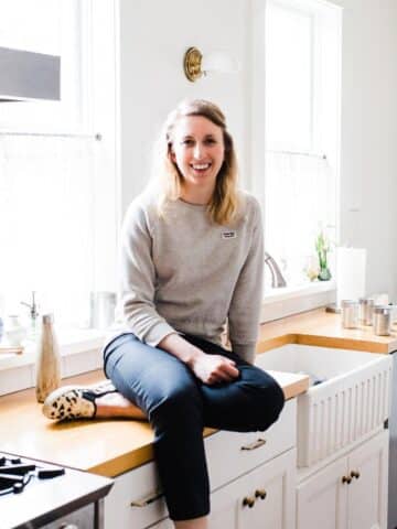 rebecca sitting on kitchen counter