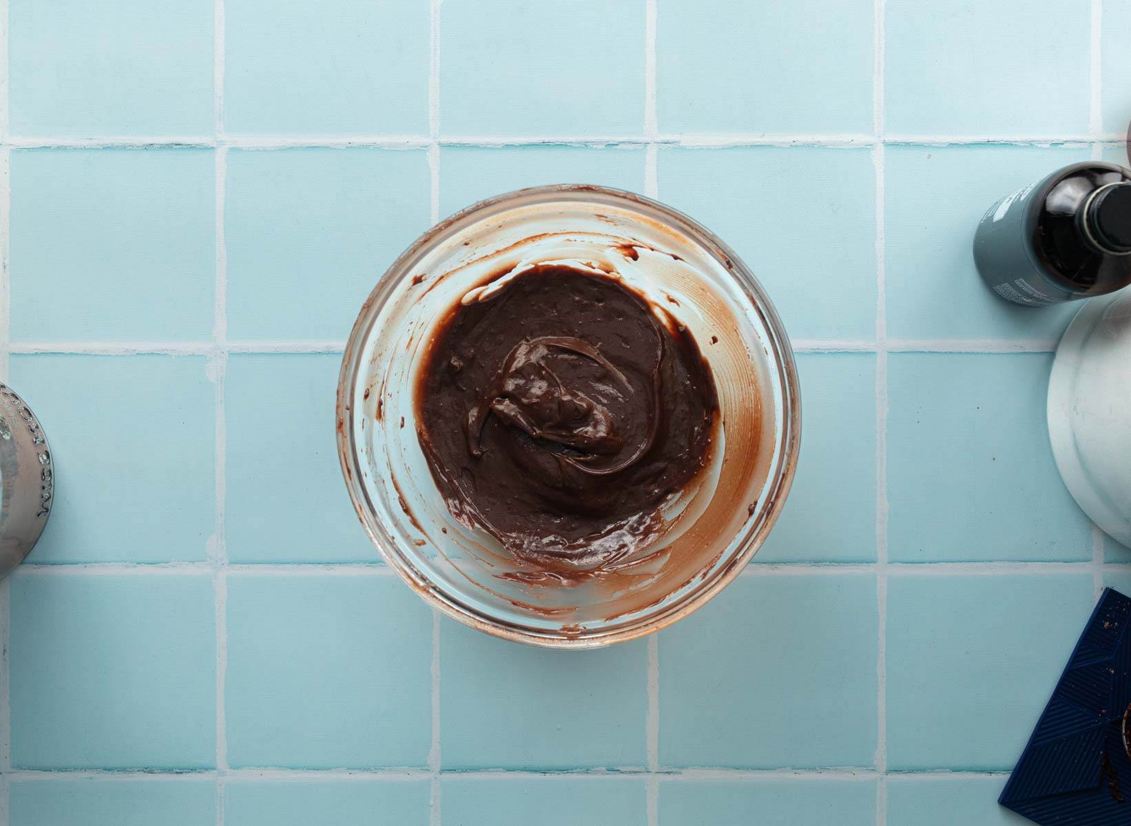 chocolate pudding in glass bowl