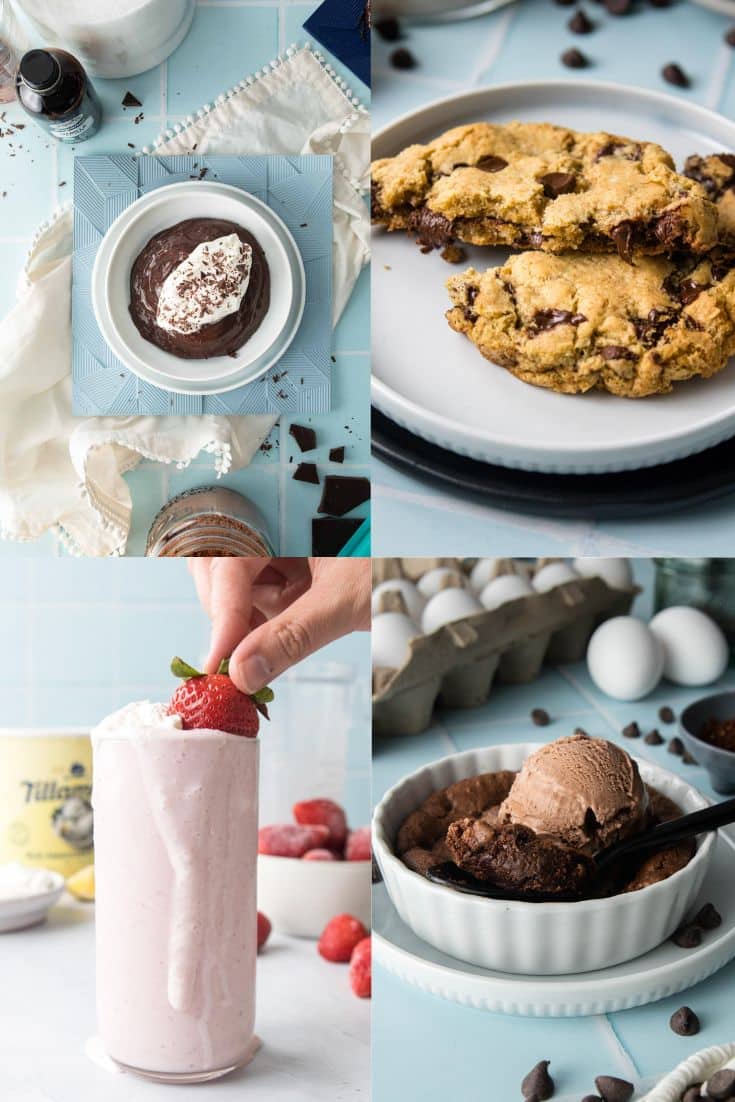 collage of four desserts